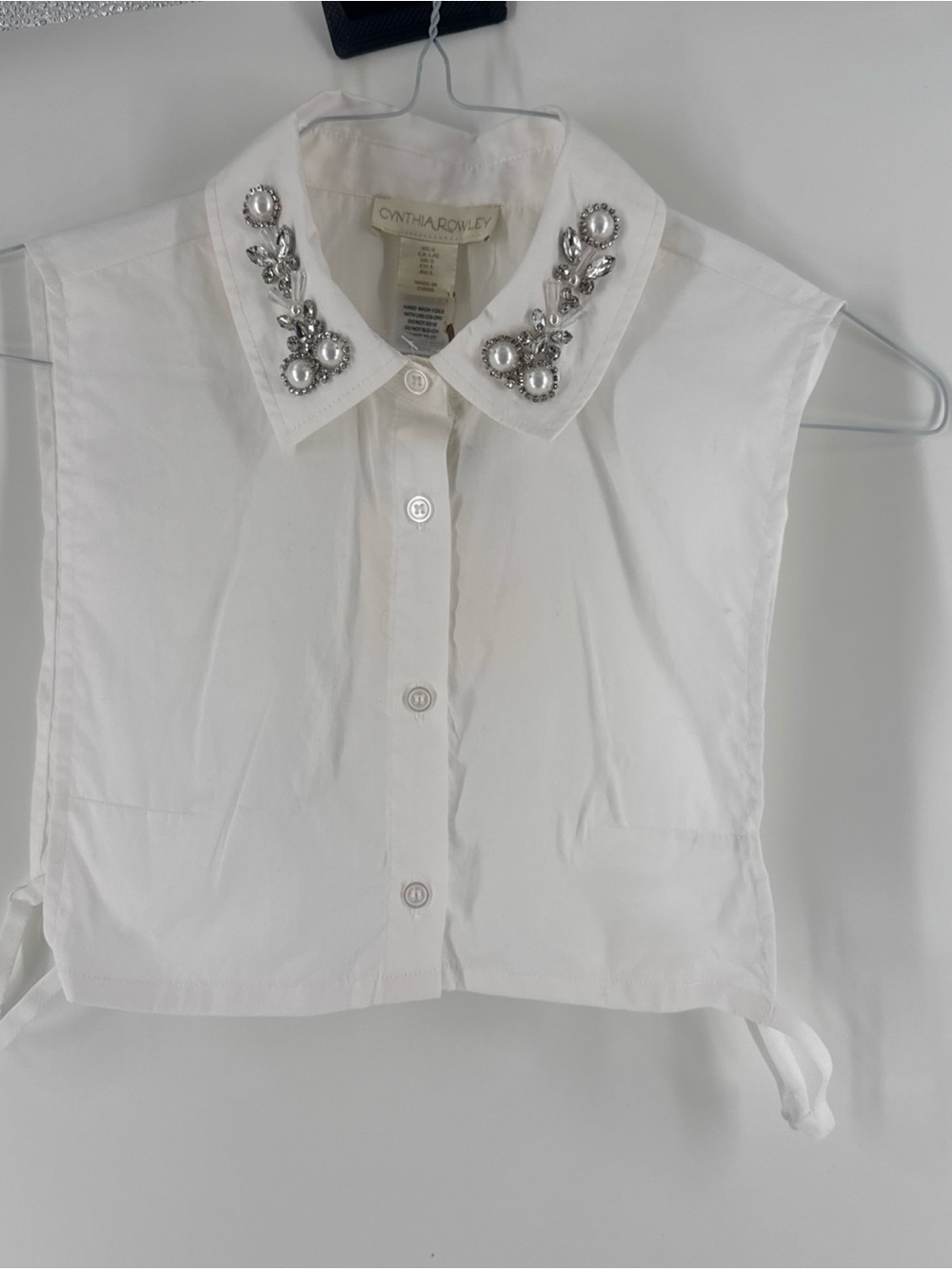 Cynthia Rowley White Embellished Collar Detachable Top